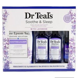 Dr Teal’s Soothe & Sleep Lavender Soak Bath Wash Pillow Spray Gift Set NWT
